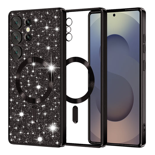 MagSafe-kuori Samsung Galaxy S25 Ultra S938:lle, Techsuit, Luxury Glitter, Musta