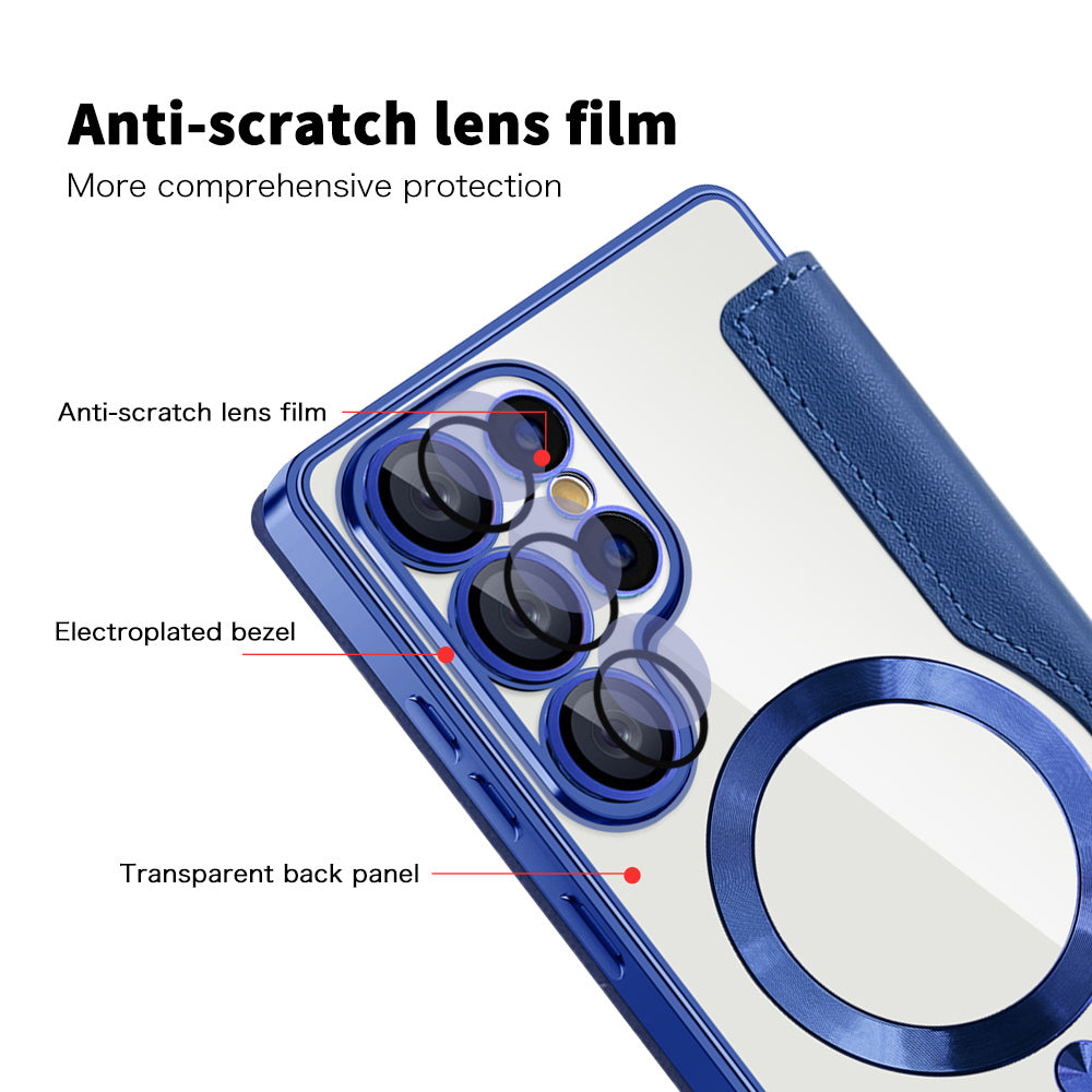 MagSafe Case for Samsung Galaxy S25 Ultra S938, Techsuit, SmartMag Book, Blue