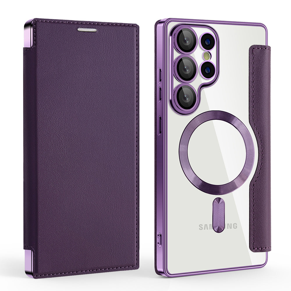 MagSafe-kuori Samsung Galaxy S25 Ultra S938:lle, Techsuit, SmartMag Book, Violetti