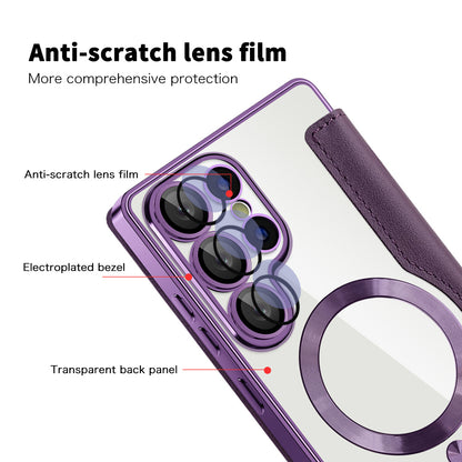 MagSafe-kuori Samsung Galaxy S25 Ultra S938:lle, Techsuit, SmartMag Book, Violetti