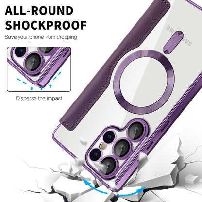 MagSafe-kuori Samsung Galaxy S25 Ultra S938:lle, Techsuit, SmartMag Book, Violetti