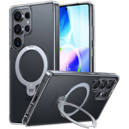 MagSafe-kotelo Samsung Galaxy S25 Ultra S938:lle, Torras, Ostand Spin, Läpinäkyvä