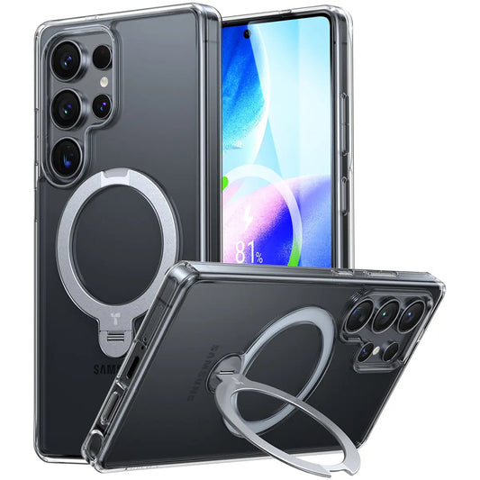 MagSafe-kotelo Samsung Galaxy S25 Ultra S938:lle, Torras, Ostand Spin, Läpinäkyvä