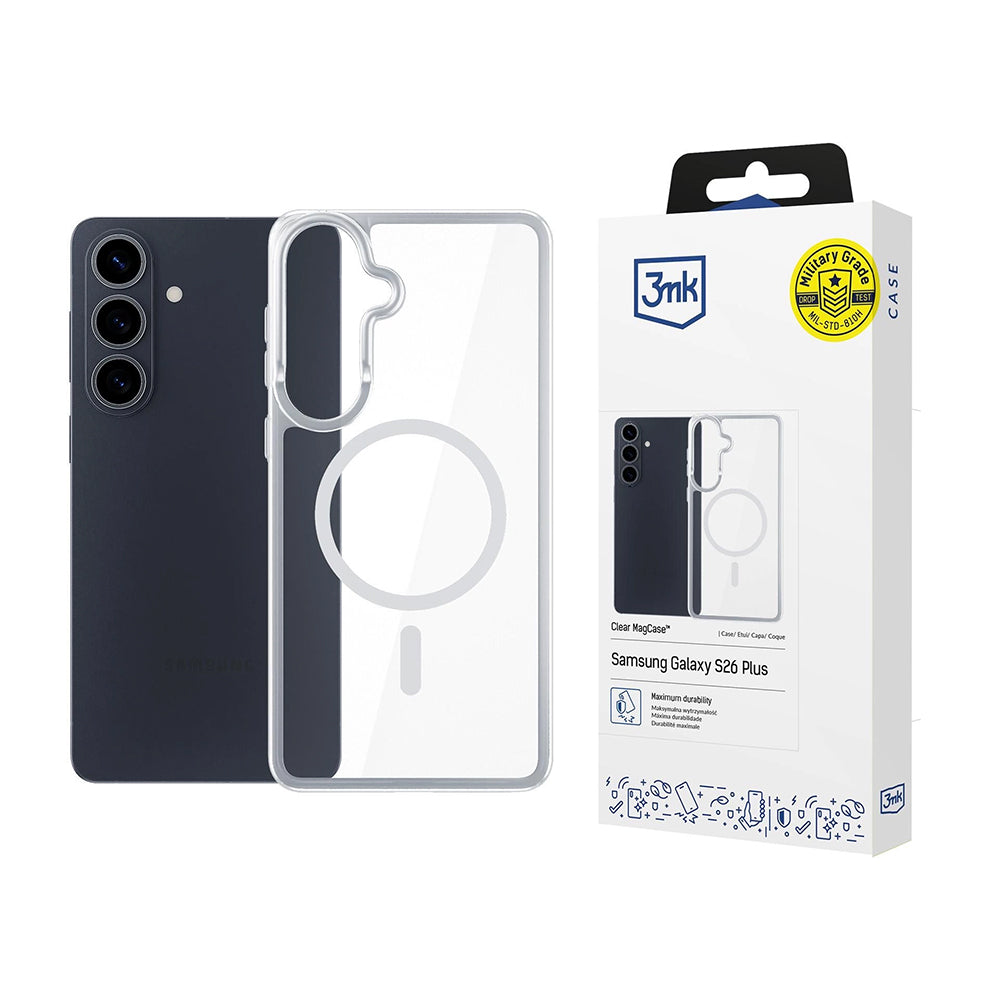 MagSafe-kotelo Samsung Galaxy S26:lle, 3MK, Armor MagCase, Läpinäkyvä