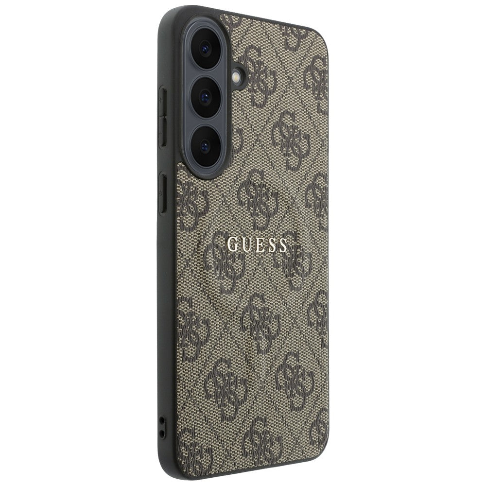 MagSafe-kuori Samsung Galaxy S26 FE S741 -puhelimelle, Guess, 4G Embossed Ring Classic Logo, ruskea