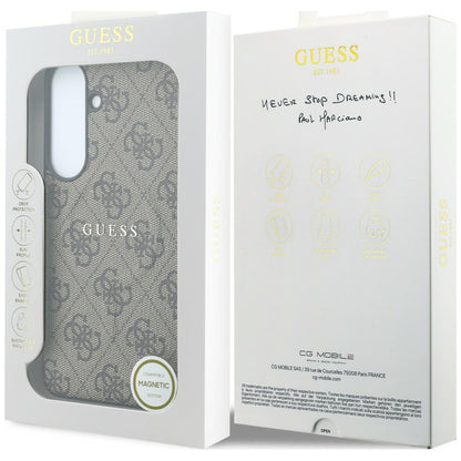 MagSafe-kuori Samsung Galaxy S26 FE S741 -puhelimelle, Guess, 4G Embossed Ring Classic Logo, ruskea
