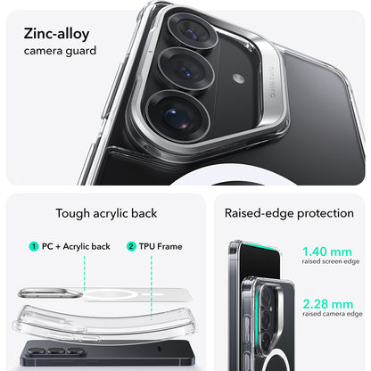 MagSafe-kotelo Samsung Galaxy S26 Plus -puhelimelle, ESR, Classic Hybrid Kickstand, Läpinäkyvä