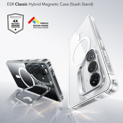 MagSafe-kotelo Samsung Galaxy S26 Plus -puhelimelle, ESR, Classic Hybrid Kickstand, Läpinäkyvä