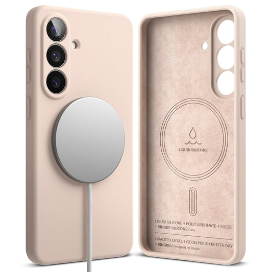 MagSafe-kotelo Samsung Galaxy S26 Plus -puhelimelle, Ringke, Silikoni, Vaaleanpunainen