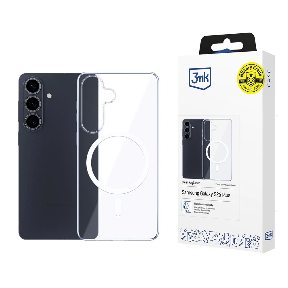 MagSafe-kotelo Samsung Galaxy S26 Plus S947:lle, 3MK, Clear MagCase, Läpinäkyvä