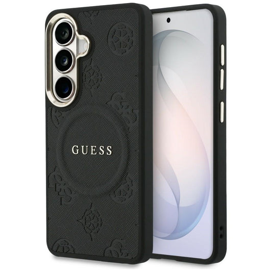 MagSafe-kotelo Samsung Galaxy S26 Plus S947:lle, GUESS, Saffiano Peony Embossed Ring, Musta