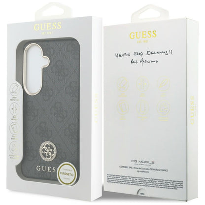 MagSafe Case for Samsung Galaxy S26 S942, Guess, Rhinestone Round Logo, Black
