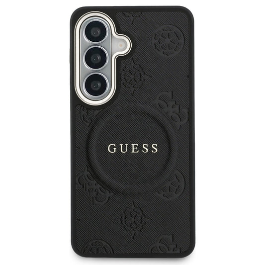 MagSafe-kotelo Samsung Galaxy S26 S942:lle, Guess, Saffiano Peony Embossed Ring, Musta