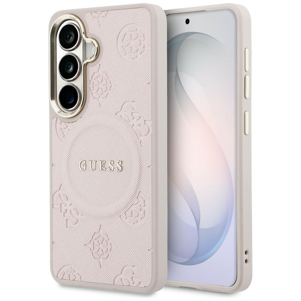 MagSafe-kotelo Samsung Galaxy S26 S942:lle, Guess, Saffiano Peony Embossed Ring, Pinkki