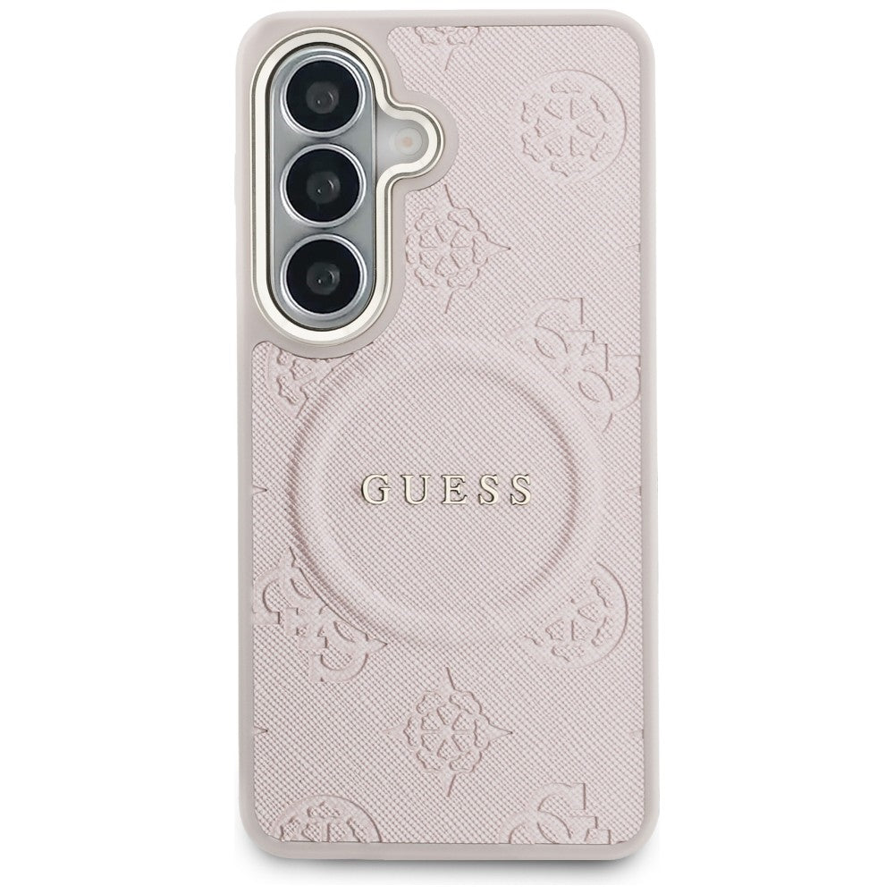 MagSafe-kotelo Samsung Galaxy S26 S942:lle, Guess, Saffiano Peony Embossed Ring, Pinkki