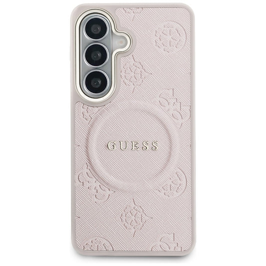 MagSafe-kotelo Samsung Galaxy S26 S942:lle, Guess, Saffiano Peony Embossed Ring, Pinkki