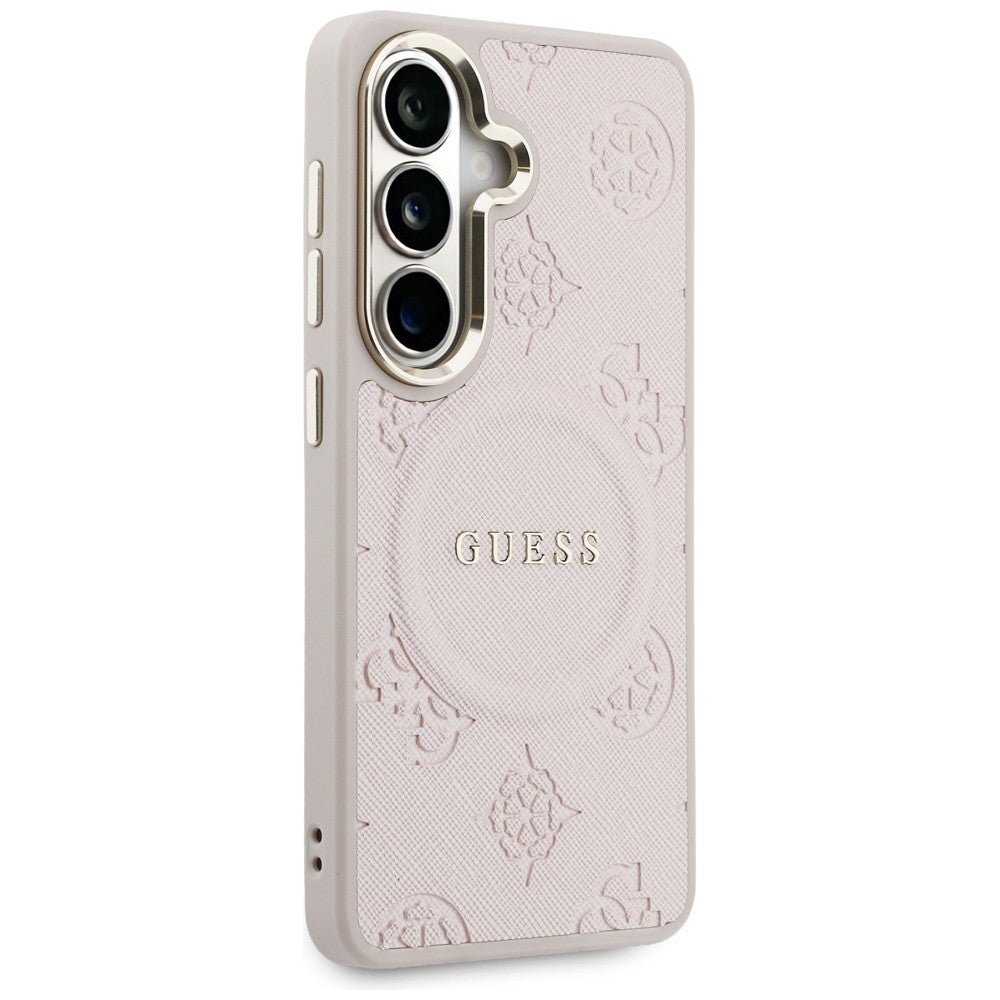 MagSafe-kotelo Samsung Galaxy S26 S942:lle, Guess, Saffiano Peony Embossed Ring, Pinkki