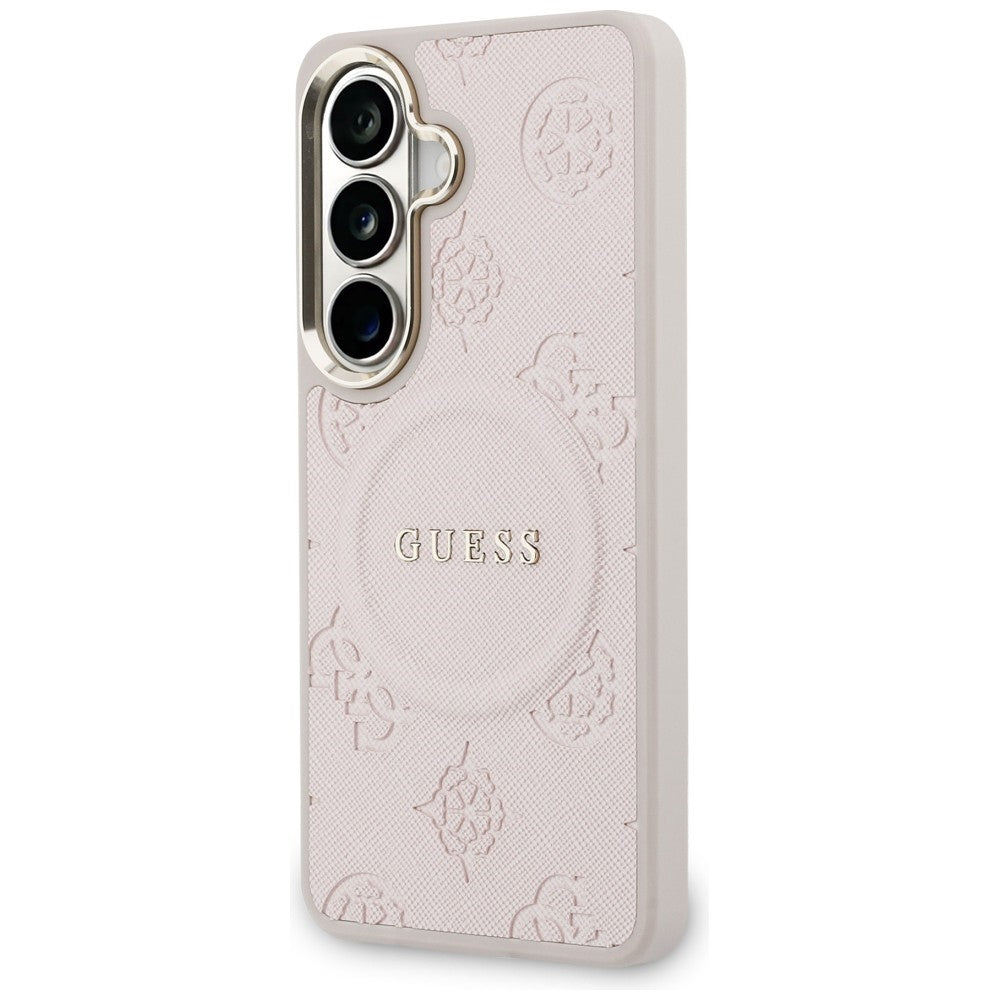 MagSafe-kotelo Samsung Galaxy S26 S942:lle, Guess, Saffiano Peony Embossed Ring, Pinkki