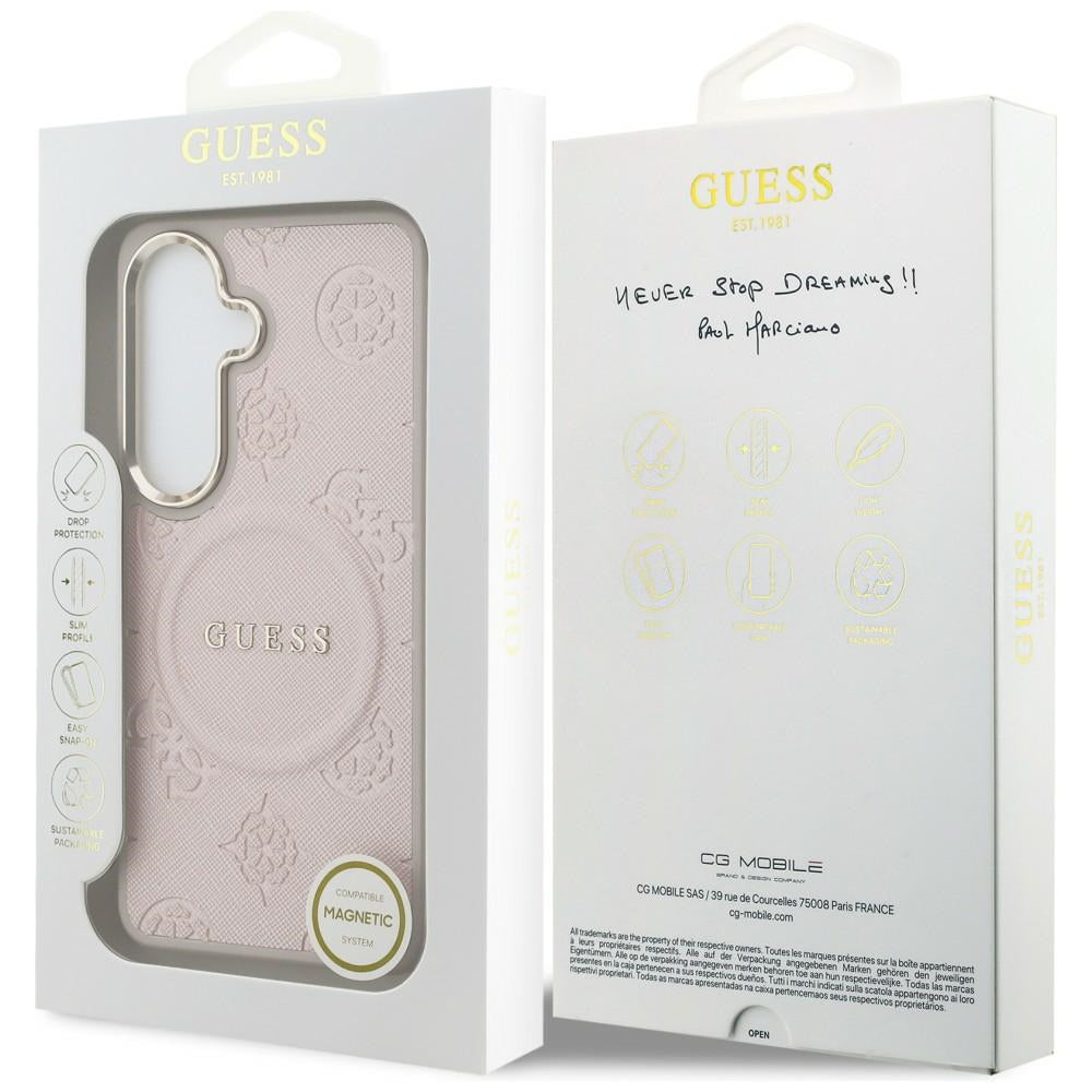 MagSafe-kotelo Samsung Galaxy S26 S942:lle, Guess, Saffiano Peony Embossed Ring, Pinkki