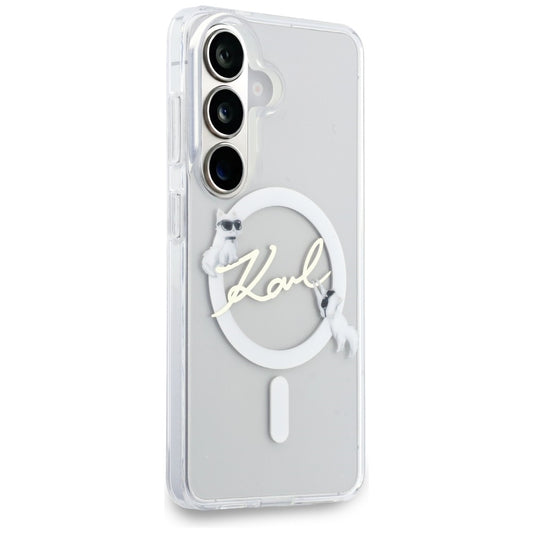 MagSafe-kuori Samsung Galaxy S26 S942:lle, Karl Lagerfeld, IML Choupette Karl Script Logo, Valkoinen