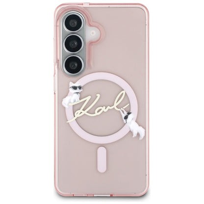 MagSafe-kuori Samsung Galaxy S26 S942:lle, Karl Lagerfeld, IML Choupette Karl Script Logo, vaaleanpunainen