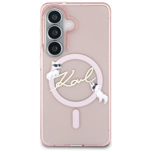 MagSafe-kuori Samsung Galaxy S26 S942:lle, Karl Lagerfeld, IML Choupette Karl Script Logo, vaaleanpunainen