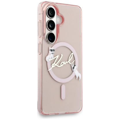 MagSafe-kuori Samsung Galaxy S26 S942:lle, Karl Lagerfeld, IML Choupette Karl Script Logo, vaaleanpunainen