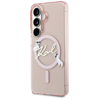 MagSafe-kuori Samsung Galaxy S26 S942:lle, Karl Lagerfeld, IML Choupette Karl Script Logo, vaaleanpunainen