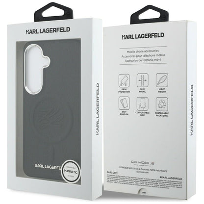 MagSafe Case for Samsung Galaxy S26 S942, Karl Lagerfeld, Initial Logo Debossed, Black