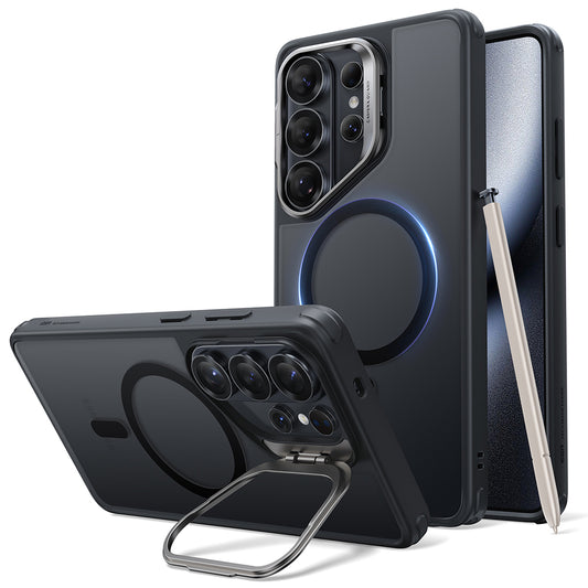 MagSafe-kotelo Samsung Galaxy S26 Ultra -puhelimelle, ESR, Classic Hybrid Kickstand, Satinoitu Musta