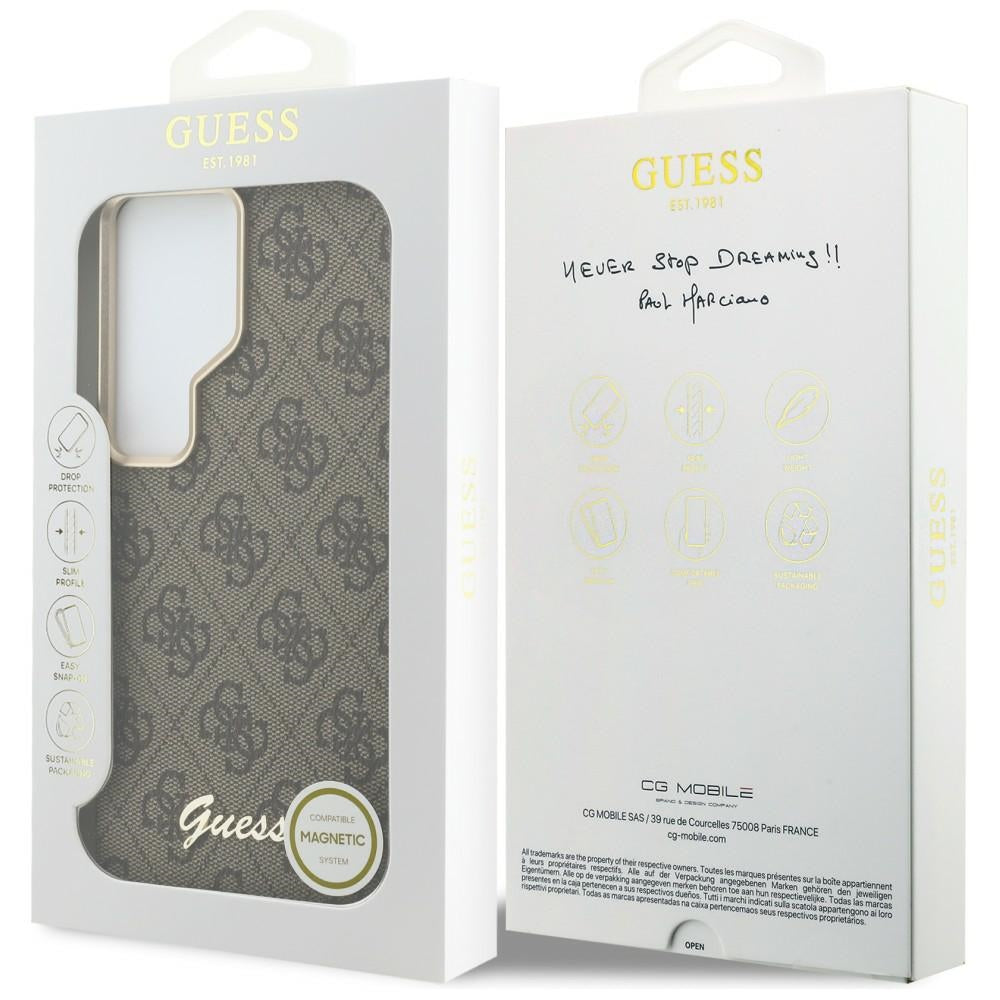 MagSafe-kotelo Samsung Galaxy S26 Ultra S948:lle, Guess, 4G Script Logo, Ruskea