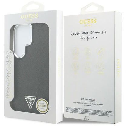 MagSafe Case for Samsung Galaxy S26 Ultra S948, Guess, Fixed Glitter Triangle Logo, Black