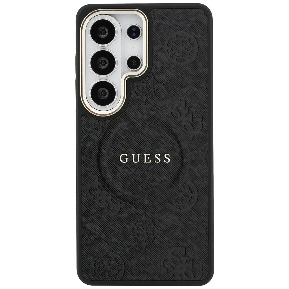 MagSafe-kotelo Samsung Galaxy S26 Ultra S948:lle, GUESS, Saffiano Peony Embossed Ring, Musta