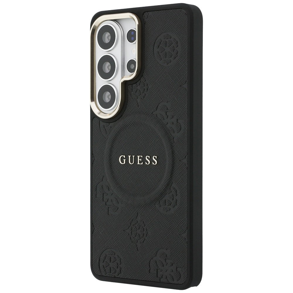 MagSafe-kotelo Samsung Galaxy S26 Ultra S948:lle, GUESS, Saffiano Peony Embossed Ring, Musta
