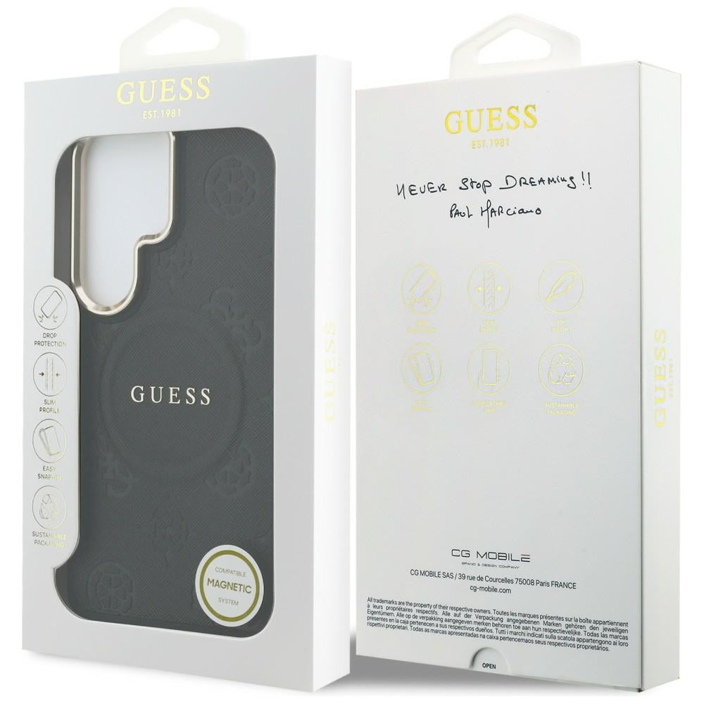 MagSafe-kotelo Samsung Galaxy S26 Ultra S948:lle, GUESS, Saffiano Peony Embossed Ring, Musta