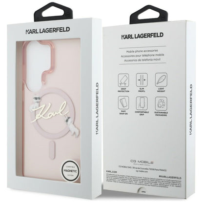MagSafe Case for Samsung Galaxy S26 Ultra S948, Karl Lagerfeld, IML Choupette Karl Script Logo, Pink