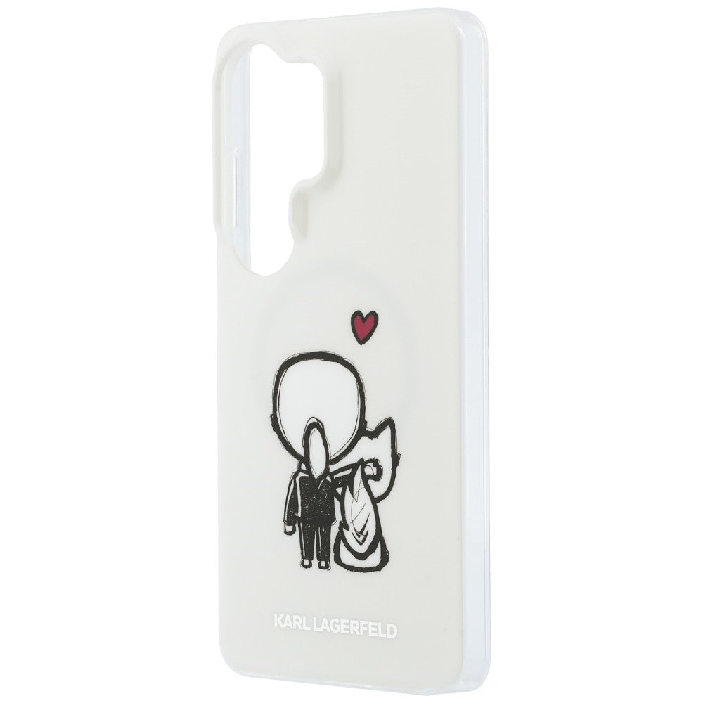 MagSafe-kuori Samsung Galaxy S26 Ultra S948:lle, Karl Lagerfeld, IML Karl & Choupette Back Logo, Valkoinen