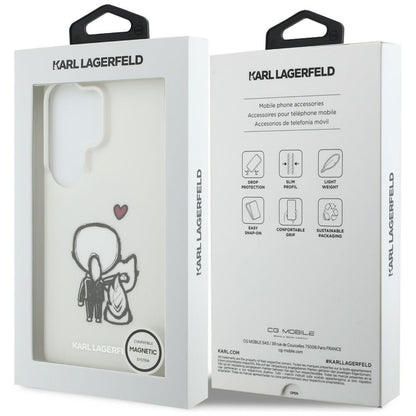 MagSafe-kuori Samsung Galaxy S26 Ultra S948:lle, Karl Lagerfeld, IML Karl & Choupette Back Logo, Valkoinen