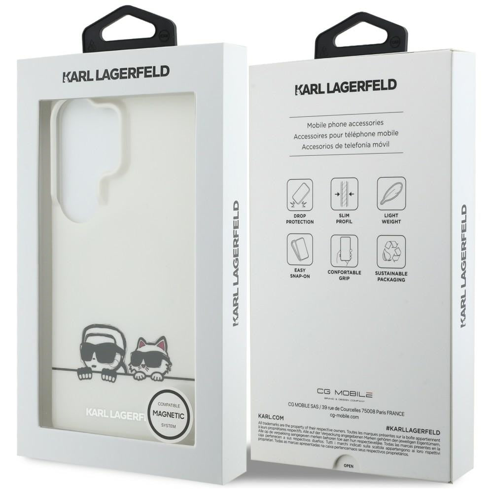 MagSafe-kotelo Samsung Galaxy S26 Ultra S948:lle, Karl Lagerfeld, IML Karl & Choupette Peekaboo -logo, Valkoinen.