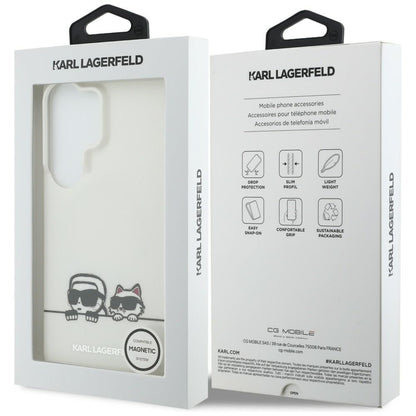 MagSafe-kotelo Samsung Galaxy S26 Ultra S948:lle, Karl Lagerfeld, IML Karl & Choupette Peekaboo -logo, Valkoinen.