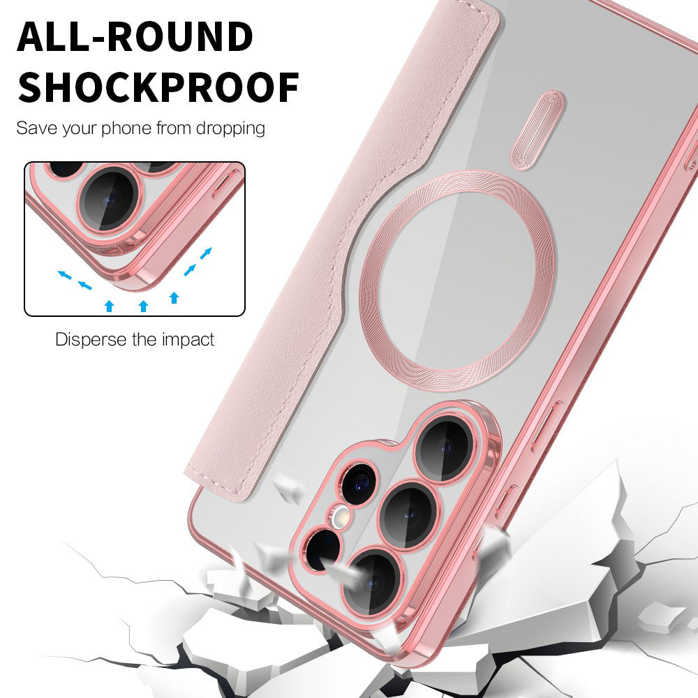 MagSafe-kotelo Samsung Galaxy S26 Ultra, Techsuit, SmartMag Book, Pinkki