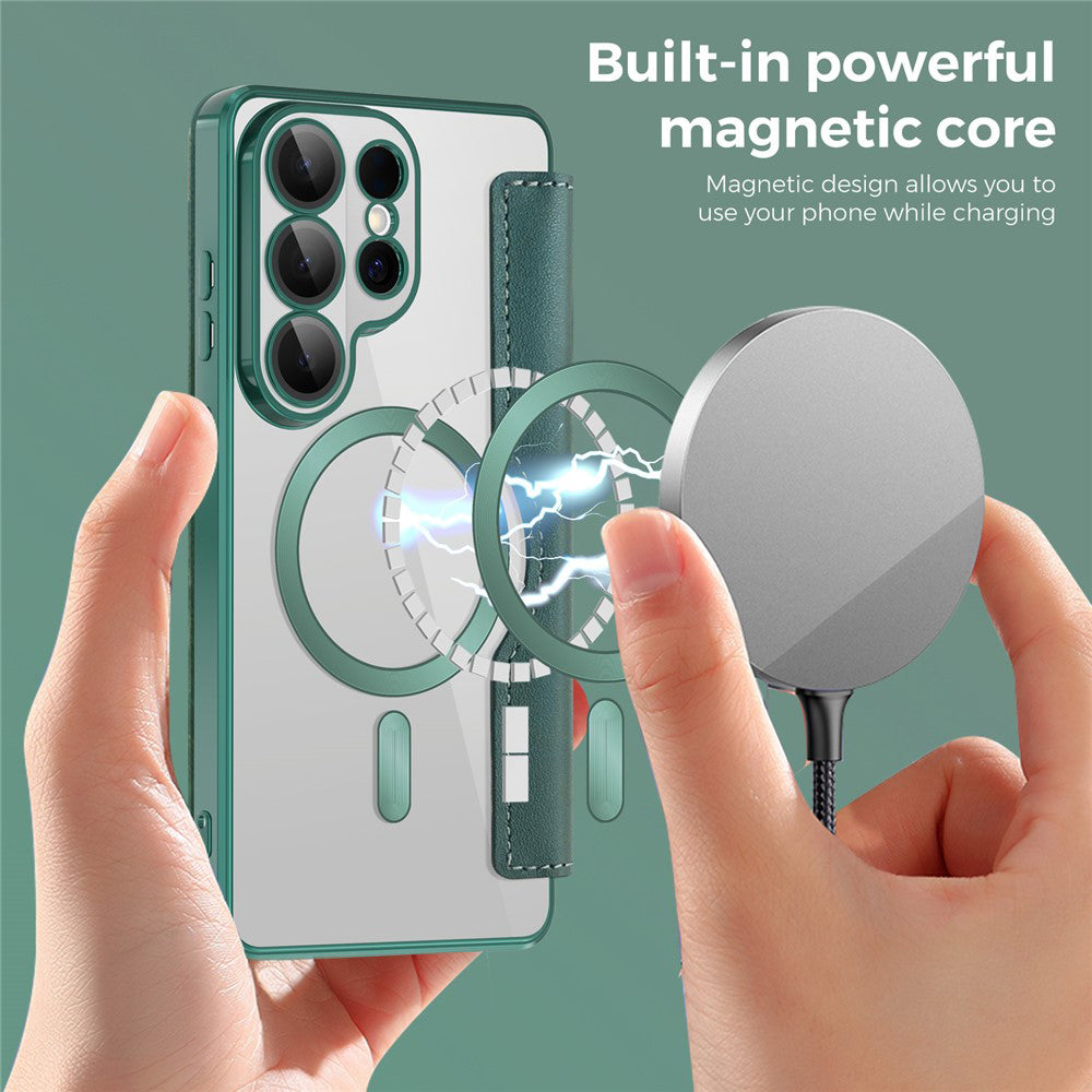 MagSafe-kotelo Samsung Galaxy S26 Ultra, Techsuit, SmartMag Book, Vihreä