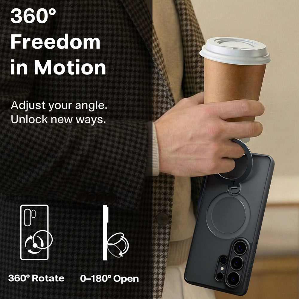 MagSafe-kotelo Samsung Galaxy S26 Ultra, Torras, Ostand Spin, Musta