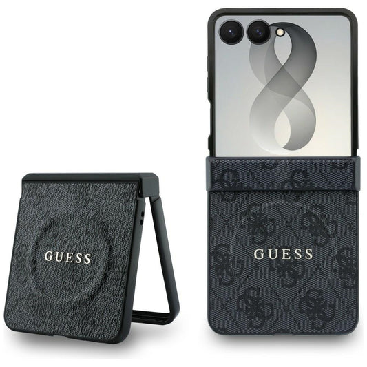 MagSafe-kuori Samsung Galaxy Z Flip8 F776:lle, Guess, 4G Leather Classic, Musta