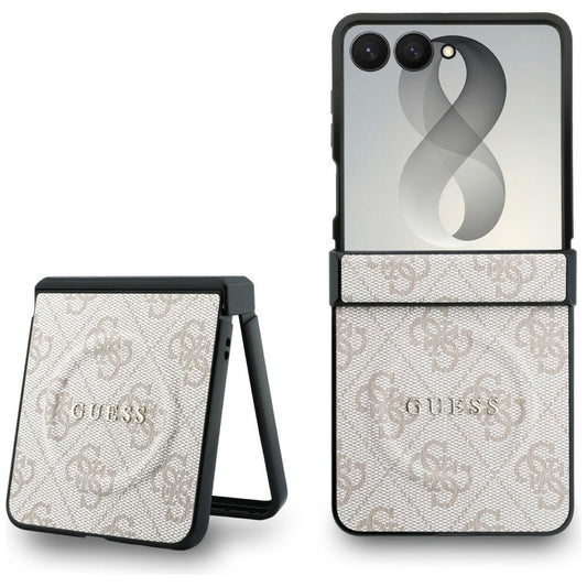 MagSafe-kuori Samsung Galaxy Z Flip8 F776:lle, Guess, 4G Leather Classic, Vaaleanpunainen