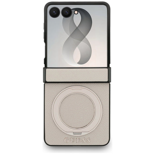 MagSafe-kuori Samsung Galaxy Z Flip8 F776:lle, Guess, Ring Stand Grained Classic Logo, beige