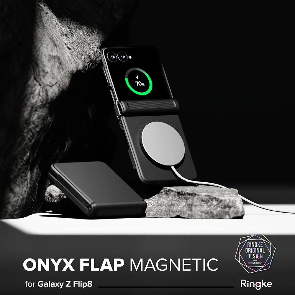 MagSafe-kuori Samsung Galaxy Z Flip8 F776:lle, Ringke, Onyx Flap, Musta