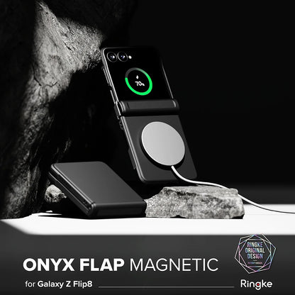 MagSafe-kuori Samsung Galaxy Z Flip8 F776:lle, Ringke, Onyx Flap, Musta