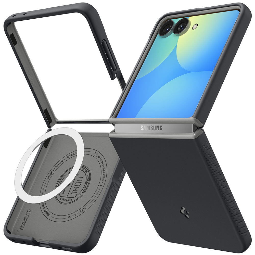 MagSafe-kuori Samsung Galaxy Z Flip8 F776:lle, Spigen, Caseology Nano Pop, Musta ACS11523