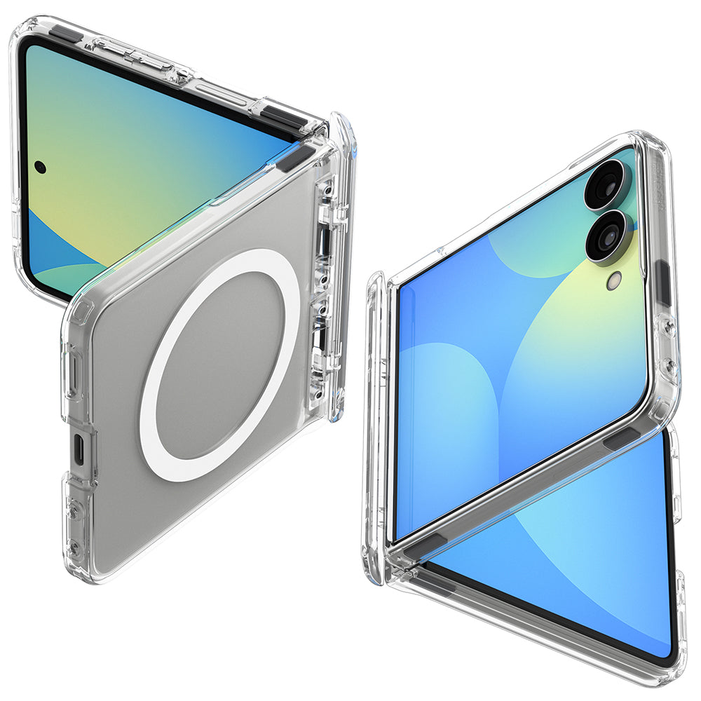 MagSafe-kuori Samsung Galaxy Z Flip8 F776:lle, Spigen, Ultra Hybrid Pro, Kirkas Valkoinen ACS11524